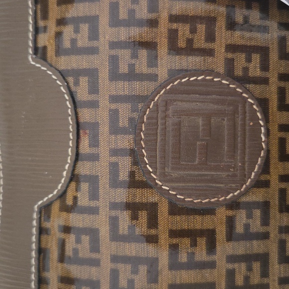 Fendi 1990s Zucca Coated Canvas Boston Bag w/textured leather- rare collectable